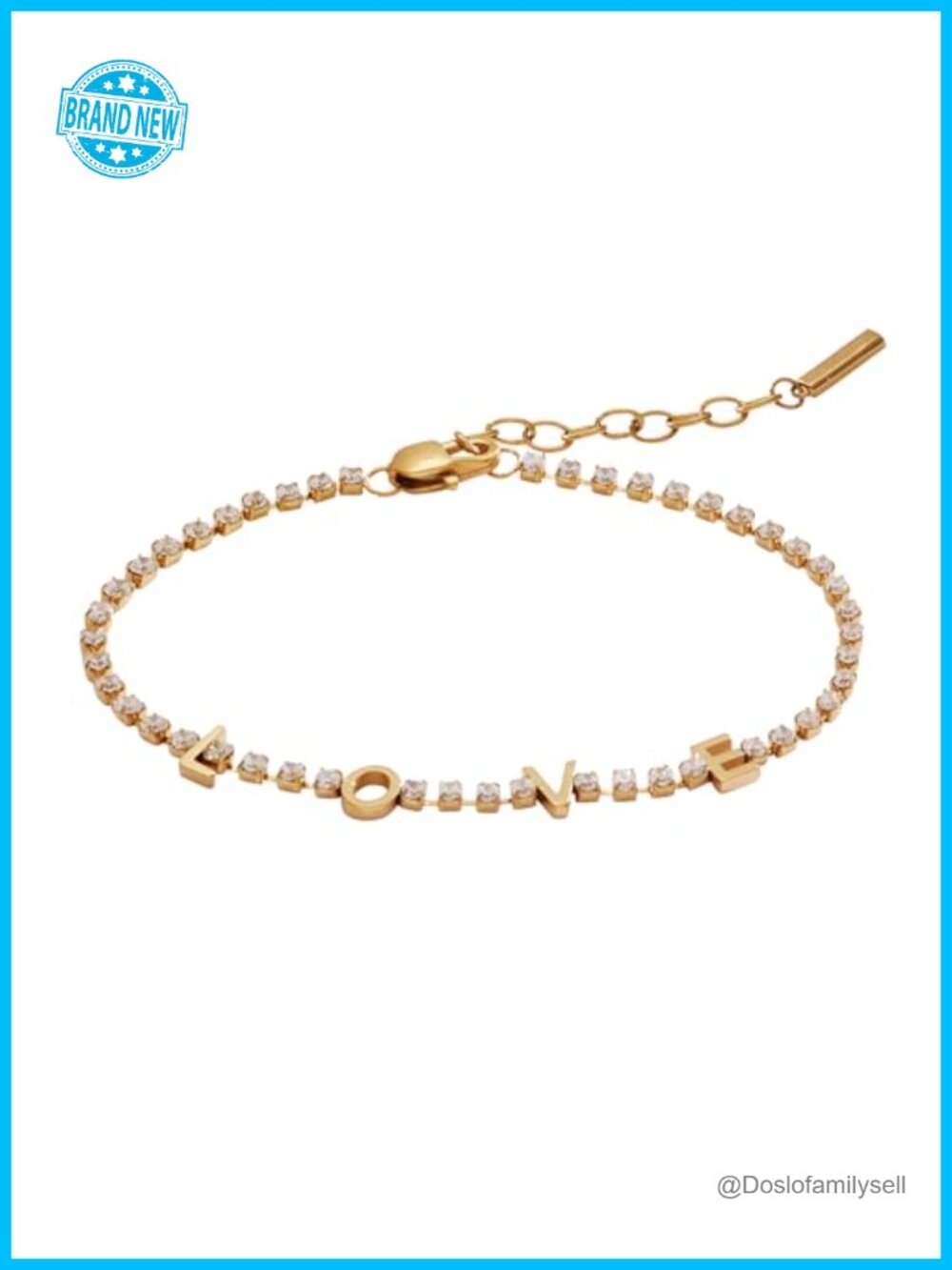 Stainless Steel Crystal Tennis Bracelet with Lobster Claw Clasp